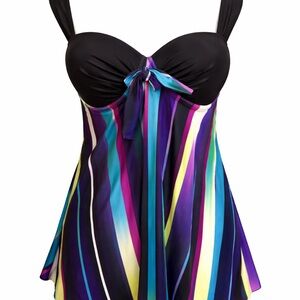 Rosegal Tanktini Swim Top with FREE Black Boyshort Bottoms | Size Large